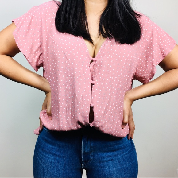 Rails | BRETTON MINI HEARTS Button Blush TOP Large - Picture 2 of 8